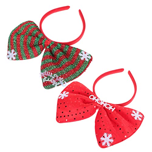 FRCOLOR 2stücke Weihnachts-bogen-stirnbänder Kreative Haarschmuck Für Festlichkeiten Bequeme Und Langlebige Haarschleifen Für Kostümpartys Und Feiertagsfeiern von FRCOLOR