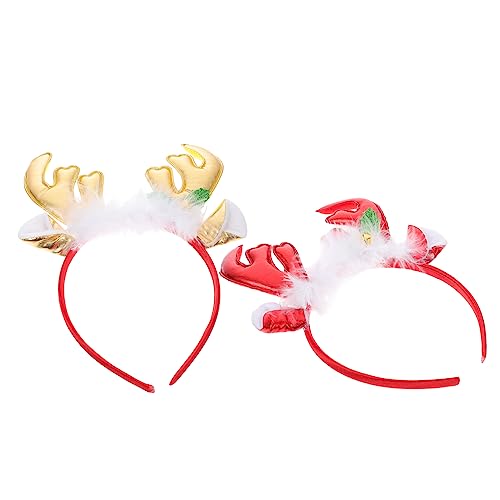 FRCOLOR 2St Weihnachtsgeweih Stirnband Krippendekor Kinderkleidung Kopfbedeckung Kostüm weihnachtsverkleidung weihnachts verkleidung Haarschmuck für Frauen Weihnachtshaarband Plastik von FRCOLOR