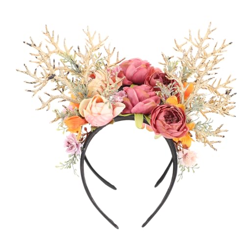 FRCOLOR 2stücke Weihnachts Haarreif Mit Rentiergeweih Und Blüten Party-zubehör Für Festliche Anlässe Geeignet Für Damen Und Mädchen Stilvoll Und Langlebig von FRCOLOR