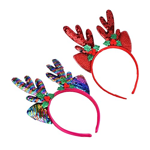 FRCOLOR 2St Weihnachtsstirnband glitzerndes Geweih-Stirnband Rentier-Stirnband kinder stirnband stirnbänder kinder Haarschmuck Haargummis Geweih Haarreifen Weihnachtshaar Blitz Kleidung von FRCOLOR