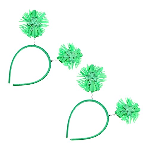 FRCOLOR 2St Wollstirnband pom grüne Accessoires fasching kopfbedeckung fasching kopfschmuck stutzenhalter dekoration entzückende st. Patrick's Day Haarband Party-Haarband Garn Green von FRCOLOR