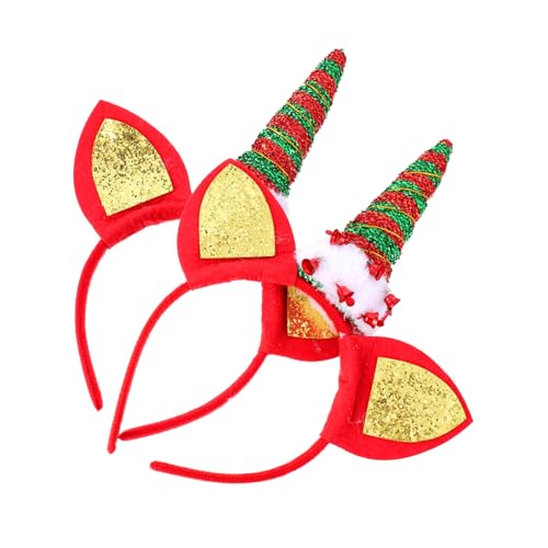 FRCOLOR 2stücke Einhorn Haarreif Für Mädchen Farbenfrohes Weihnachts Und Halloween-accessoire Für Partys Und Kostüme Mit Glöckchen-design von FRCOLOR