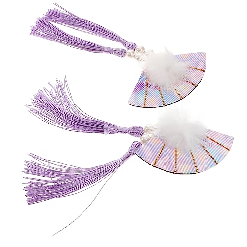 FRCOLOR 2st Cheongsam Kopfbedeckungen Haarnadel Im Japanischen Stil Blüten Haarnadel Kanzashi-outfit Verkleiden Yukata-haargummi Kirschblüte Haarspange Quaste Violett Mädchen von FRCOLOR