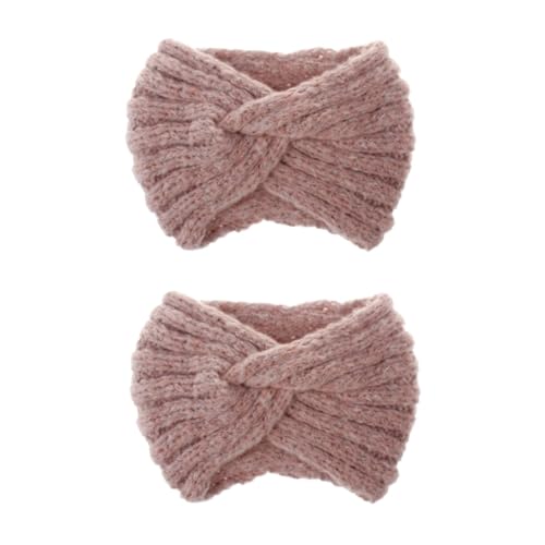 FRCOLOR 2St modische Kopfbedeckung Winter Stirnband Gehäkeltes verdrehtes Stirnband haarschmuck warmhalte Haargummis Häkelnadel Kreuzkopfschmuck handgefertigte Haaraccessoires das Kreuz von FRCOLOR