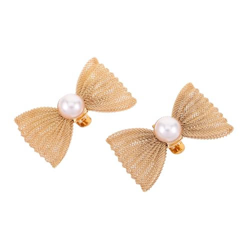 FRCOLOR 2Stücke Damen Schuhclips mit Schleife Abnehmbare Fersenclips Elegantes Zubehör für High Heels Handgefertigte Perlenverzierte Schuhschnallen von FRCOLOR