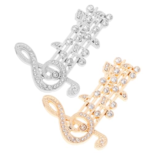 FRCOLOR Musiknote Brosche für Frauen 2 Stücke Glitzer Pin Schmuck Metall Broschen Anstecker für Festivals und Kleidung von FRCOLOR