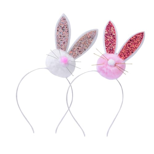 FRCOLOR 2stücke Pailletten Haarband Mit Kaninchen Ohr Stirnband Plüsch Für Ostern Hase Kopfschmuck Party Haarreifen Für Junge Mädchen Mädchen von FRCOLOR
