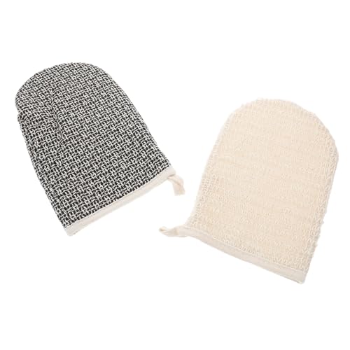 FRCOLOR 2stücke Duschhandschuhe Peeling-luffa-handschuh Badehandschuh Körperschrubber Doppelseitige Luffa-schwämme Gesichts Und Körperpads Für Männer Und Frauen Zum Baden von FRCOLOR
