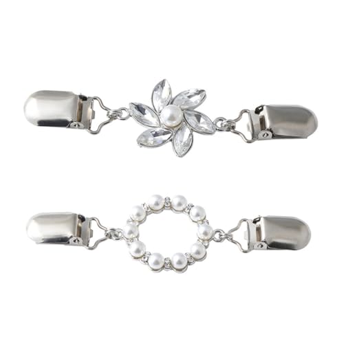 FRCOLOR 2Stücke Perlen Strickjacke Clips für Frauen Schalspangen Praktische Broschen für Kleidung Schals für Familie Freunde von FRCOLOR