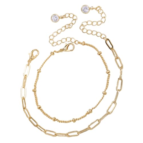 FRCOLOR 2stücke Mehrlagiges Armband Aus Legierung Für Damen Stapelbares Kette Armband Minimalistischer Stil Handgelenk Schmuck Goldfarben Langlebig Und Angenehm Zu Tragen von FRCOLOR