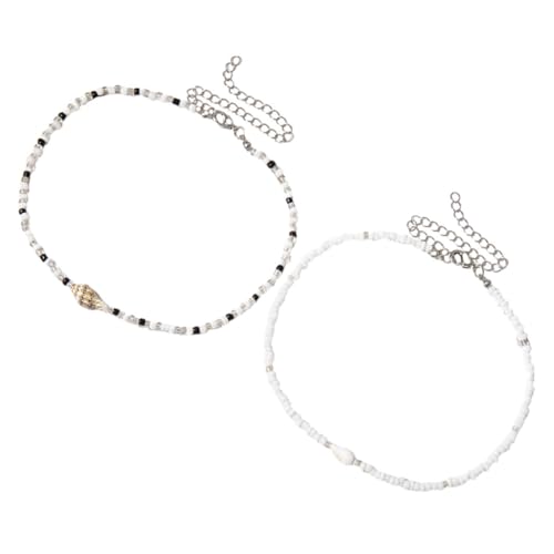FRCOLOR 2stücke Muschelkette Mit Perlen Für Damen Strand Halskette Urlaubs Schmuck Verstellbare Sommerschmuck Für Teenager Und Frauen von FRCOLOR