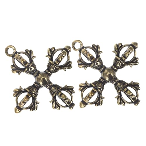 FRCOLOR 2Stücke Vintage Buddhismus Schlüsselanhänger Messing Pistill Charms für Taschen Rucksäcke Autoschlüssel Deko Accessoires mit Vielseitigen Anwendungsmöglichkeiten von FRCOLOR