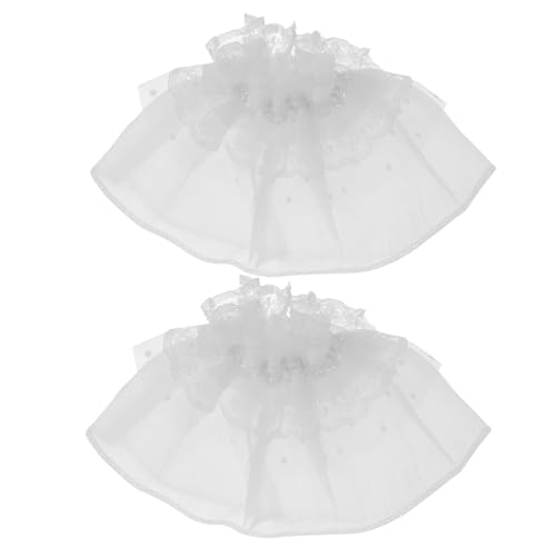 FRCOLOR 2stücke Weiße Spitzen-handgelenkmanschetten Abnehmbare Falschärmel Für Frauen Elegante Blumenspitze Plissierte Hornmanschetten Lolita-handgelenkwärmer Hochzeits Und Partyzubehör von FRCOLOR