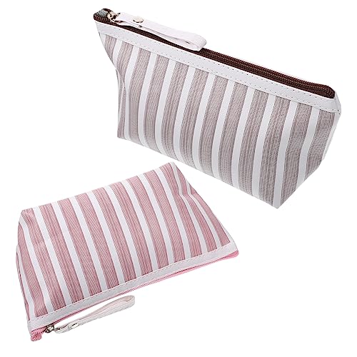 FRCOLOR 2er Set Schminktasche Für Damen Reisekosmetiktasche Multifunktionale Kulturtasche Mit Streifenmuster Ideal Für Toilettenartikel Und Make up Unterwegs Und von FRCOLOR