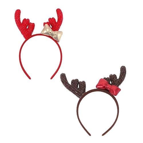 FRCOLOR 2stücke Weihnachts Haarreifen Mit Niedlichen Rentier Geweih Und Schleifen Für Festlichkeiten Und Maskeraden Leicht Und Tragbar Für Erwachsene von FRCOLOR