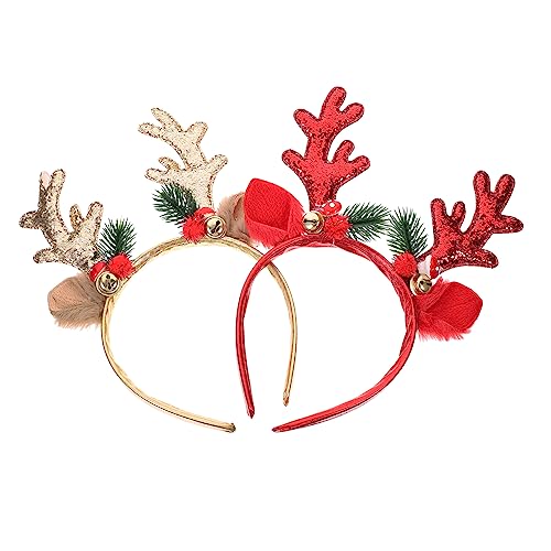FRCOLOR Weihnachts Kopfbedeckung 2er Set Weihnachts Stirnbänder Mit Rentierhörnern Glitzernde Haarschmuck Für Ädchen Und Frauen Festliche Haaraccessoires Für Weihnachten Karneval Und Partys von FRCOLOR
