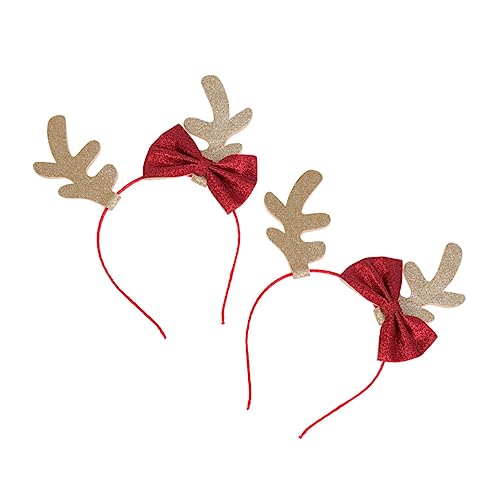 FRCOLOR Stirnband Mit Geweih 2er-pack Glitzernde Weihnachts-haarschleifen Clip Rentiergeweih Stirnband Haarreifen Für Kinderparty-outfit von FRCOLOR