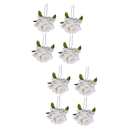 FRCOLOR 8stücke Teiliges Haarschmuck Mit Künstlichen Rosen Für Bräute U-förmige Haarspangen Weiß Für Hochzeiten Spezielle Anlässe Und Partys Stilvolles Damen-accessoire von FRCOLOR