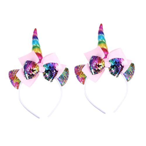 FRCOLOR 2st Einhorn Stirnband Glitzerndes Haarband Einhorn-stirnband Für Kinder Regenbogen-stirnband Stirnband Mit Tierohren Süßes Stirnband Ohren Stirnband Ohrringe Stoff Krawatte Kleine von FRCOLOR