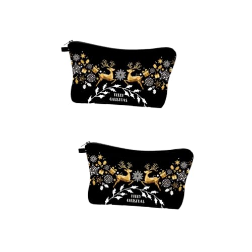 FRCOLOR 2stücke Elk Pattern Weihnachts Kosmetiktasche Praktische Toilettentasche Für Wasserdichter Organizer Mit Mehreren Fächern Für Damen Und von FRCOLOR