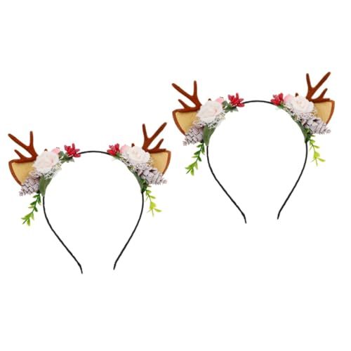 FRCOLOR 2st Geweih Stirnband Abschlussball Requisiten Geweih Haarband Kopfband Verkleiden Weihnachtshirsch Haarband Kitz Urlaubsparty-stirnband Geweih-stirnband Urlaubskostüm Plastikzweig von FRCOLOR