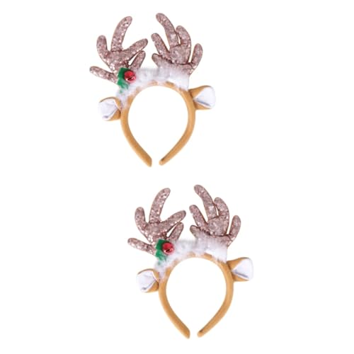 FRCOLOR 2st Glocken Kopfschmuck Weihnachtshirsch Stirnband Weihnachtshaarreif Großes Geweih-stirnband Hirschkopfschmuck Für Weihnachten Geweih Stirnband Mit Ohr Geweih Haarbänder von FRCOLOR