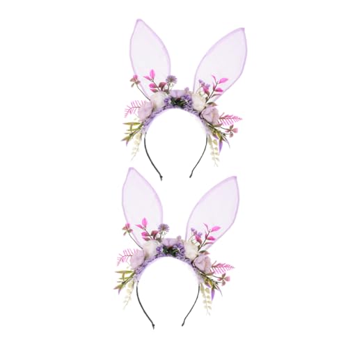 FRCOLOR 2stücke Hasenohren Stirnband Mit Blumenkranz Kopfschmuck Halloween Ostern Cosplay Und Partys Bequem Und Langlebig Aus Hochwertigen Materialien Für Kreative Kostümierungen von FRCOLOR