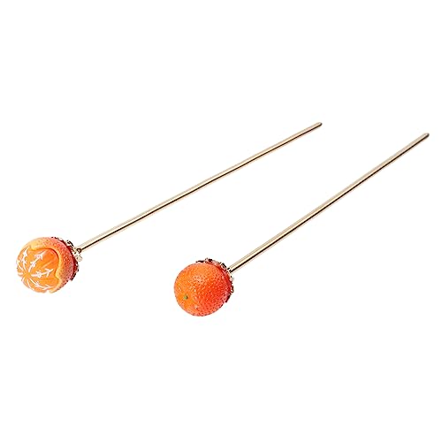 FRCOLOR 2st Kleine Orangefarbene Haarnadel Diademe Für Mädchen Essstäbchen Mit Chignon-nadeln Retro-haarstab Hanfu Haarstyling-stick Altchinesischer Haarstab Obst Jahrgang Braut Metall von FRCOLOR