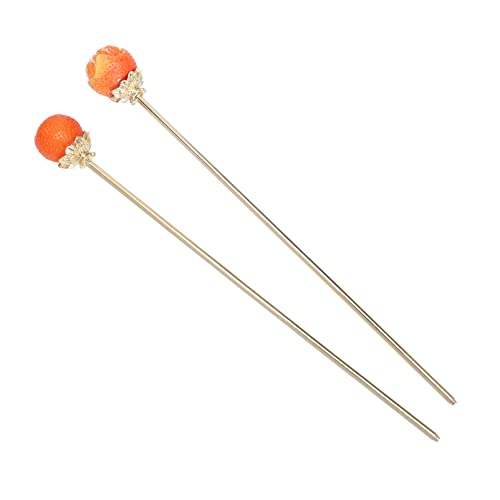 FRCOLOR Haarstab-set 2-teilig Haar-accessoires Für Mädchen Retro-stil Haarschmuck Für Frauen Elegant Und Schlicht Orange Und Persimone von FRCOLOR
