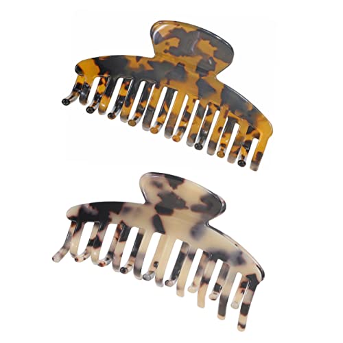 FRCOLOR 2stücke Leopard Groß Haarklammer Modisch Frauen Haar Klemme Clips Rutschfeste Haarclips Für Dickes Oder Normales Haar von FRCOLOR