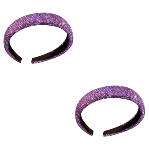 FRCOLOR 2st Lila Strass Stirnband Party-haarschmuck Strass-stirnband Retro-dekor Haarbänder Für Damen Cosplay-kostüm Bühnenhaarband Strasssteine Violett Mädchen Fräulein Changchun von FRCOLOR