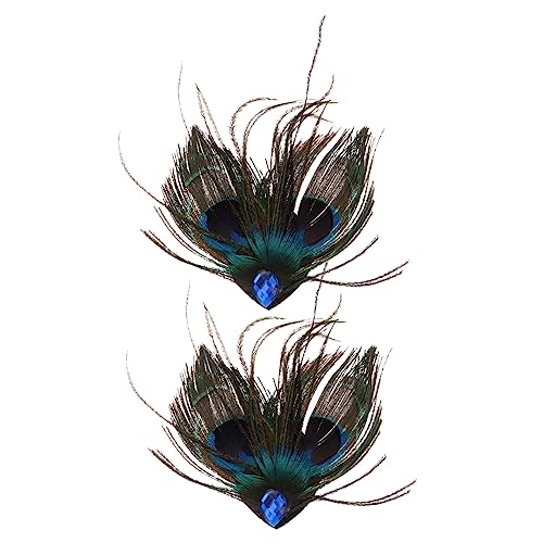 FRCOLOR 2st Pfauenfeder Fascinators Haarnadel Aus Jade Chinesische Haarnadeln Kristall Strass Clip Perlenclips Accessoires Für Die Frisur Pfauen Rock Damen Hochzeit Reisen von FRCOLOR