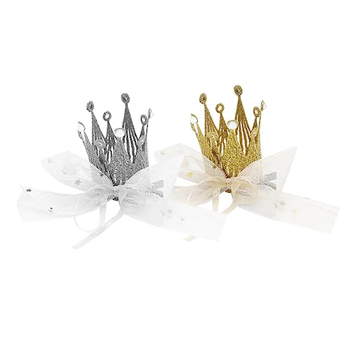 FRCOLOR 2st Spitze Krone Haarspange Spitze Haarspange Clips Für Mädchen Prinzessinnen-clip Kopfbedeckung Aus Spitze Haarnadeln Für Kinder Kinderparty-tiara Kristall Baby Stoff Die Blumen von FRCOLOR