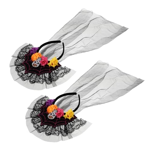 FRCOLOR 2stücke Halloween Haarreifen Mit Dekorativer Spitze Und Netz Haaraccessoires Für Kostümpartys Und Cosplay Für Festliche Anlässe von FRCOLOR
