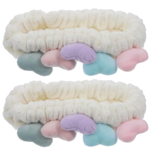 FRCOLOR 2stücke Waschen Gesicht Haar Bänder Elastische Haargummis Herz Form Scrunchies Handtücher Für Kopf Tragen Bei Bad Reinigen von FRCOLOR