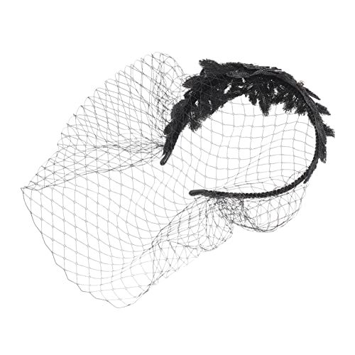 FRCOLOR 2st Vintage-mesh-stirnband Brautkopfschmuck Für Die Hochzeit Schwarzes Schleier-stirnband Kopfbedeckung Aus Mesh-schleier Flapper-hut-mädchen Spitze Frau Mesh-kappe Gittergewebe von FRCOLOR