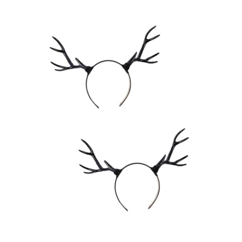 FRCOLOR 2st Weihnachtsgeweih Stirnband Hirsch Kostüm Haarband Widderhörner Cosplay Weihnachtskopfbedeckung Weihnachts-cosplay-kopfbedeckung Rentier Kostüm Stirnband Elchgeweihhaar Plastik von FRCOLOR