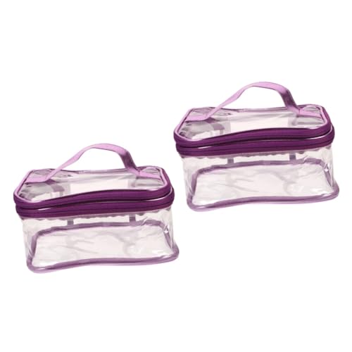 FRCOLOR 2st wasserdichte Kosmetiktasche Durchsichtige Reißverschlusstaschen Für Die Reise Make-up-Taschen-Organizer Kosmetiktaschen Groß Pu Aluminiumlegierung Violett Lagerregal Frau von FRCOLOR