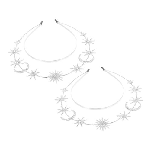 FRCOLOR 2stücke Doppelter Haarreif Mit Sternen Und Mond-elementen Glamouröse Hochzeitskopfbedeckung Haarschmuck Für Damen Für Partys Und Besondere Anlässe von FRCOLOR