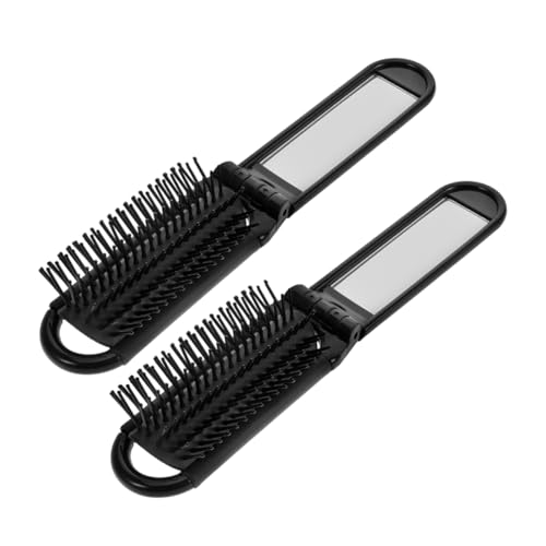 FRCOLOR 2stücke Faltbare Reisehaarbürste Mit Spiegel Kompakter Mini-taschenkamm Für Damen Und Herren Zusammenklappbare Haarbürste Für Handtasche Und Reise von FRCOLOR