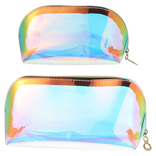 FRCOLOR 2stücke Holografische Schminktasche Mit Handgelenks-Organizer Abendtasche Für Frauen Reise-kulturtasche Aufbewahrungstasche Aus TPU-Material Für Kosmetika Lotionen Und Lippenstifte von FRCOLOR