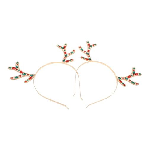 FRCOLOR 2stücke Geweih-stirnband Mit Metallic-finish Und Strass-akzenten Hirschgeweih-haarband Aus Metall Und Harz Bequeme Kopfbedeckung Für Damen Für Weihnachtsfeiern Und von FRCOLOR