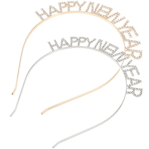 FRCOLOR 2stücke Glitzer Haarreifen Für Neujahr Funkelnde Kopfband Für Festivals Und Partys Leichte Und Bequeme Haarschmuck Mit Neujahr Design Für Feiern Und Cosplay von FRCOLOR