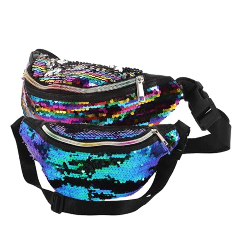FRCOLOR 2stücke Meerjungfrau Pailletten Gürteltasche Für Damen Mit Verstellbarem Riemen Schulter Und Crossbody-Tasche Für Handy Geldbörse Und Schlüssel Geeignet Für Outdoor von FRCOLOR