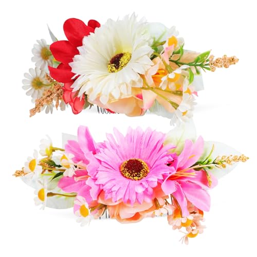 FRCOLOR 2stücke Handgefertigte Roségold Haarspangen Mit Blumenmotiven Brautschmuck Für Hochzeiten Elegante Haarkämme Für Besondere Anlässe Hochzeitsfrisuren Und Gartenpartys von FRCOLOR