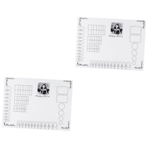 FRCOLOR 2stücke Nails Silicone Mat Für Nail Art Maniküre Pad Mit Stempel-designs Und Ruler Rutschfestes Für Nageldesign Einfach Zu Reinigen Und Aufzubewahren E-pattern von FRCOLOR