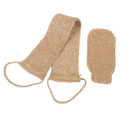 FRCOLOR 2stücke Natürlicher Sisal-rückenwäscher Mit Griff Und Gurt Peeling-handschuhe Für Dusche Und Bad Für Männer Und Frauen Kaffeefarbe von FRCOLOR