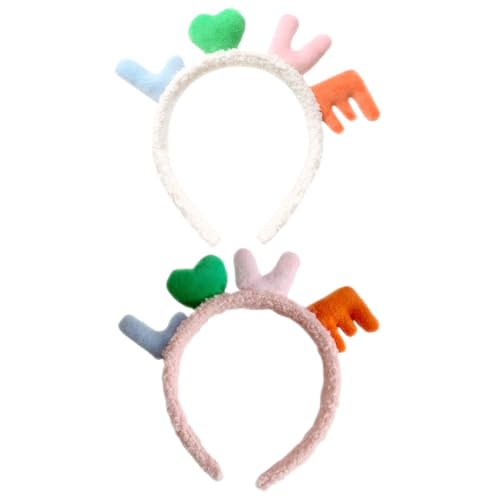 FRCOLOR 2stücke Originelles Dekoratives Haarschmuck Junge Mädchen Cartoon-headribbon Mit Aufnäher Häufiges Design Weiß Mit Love Und Rosa Mit Love Für Partys Fotoshootings Und von FRCOLOR