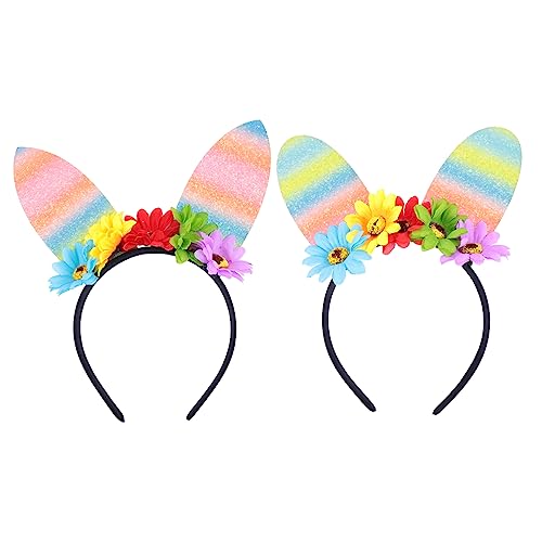FRCOLOR 2stücke Osterhasenohren Haarreif Lustige Haaraccessoires Für Partys Und Cosplay Leichtes Design Mit Bunten Blumen Für Und Festliche Anlässe von FRCOLOR