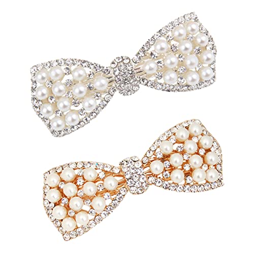 FRCOLOR 2stücke Perlen Haarklammer Schleifen-haarspange Mit Perlenschleife Junge Mädchen Haar Bogen Clips Haar Barrettes Für Hochzeit Und Alltag Haarschmuck Aus Sanften Materialien von FRCOLOR